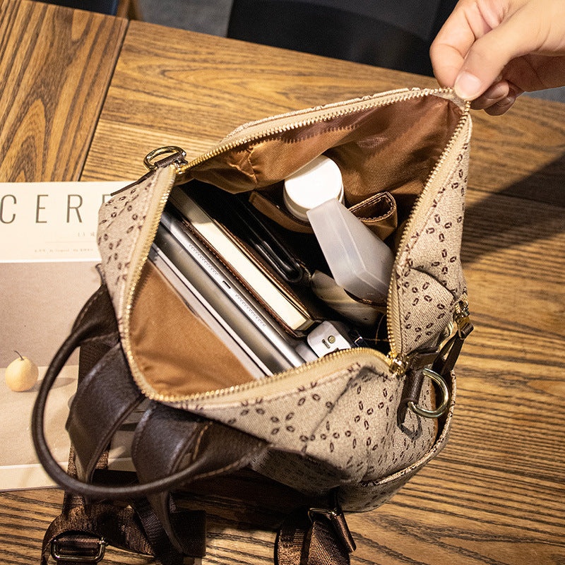 Large Capacity Simple All-matching Printed Retro Anti-theft Travel Crossbody Backpack