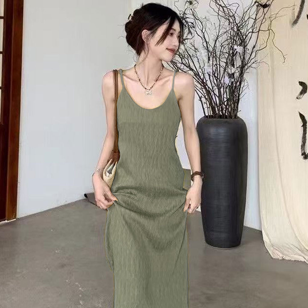 Long Slimming French Style Sexy Suspender Skirt Dress