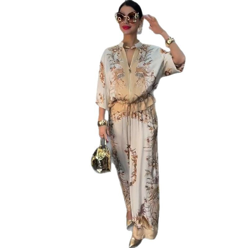 طقم من قطعتين: بنطلون رياضي برباط وقصة زهور بطباعة ثلاثية الأبعاد