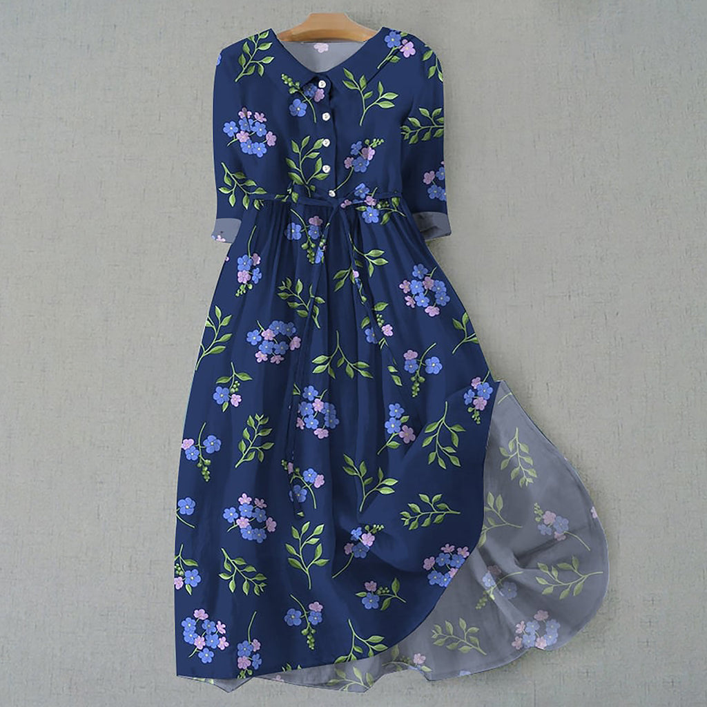 Robe Courte Imprimée Bohème à Manches Courtes pour Femme