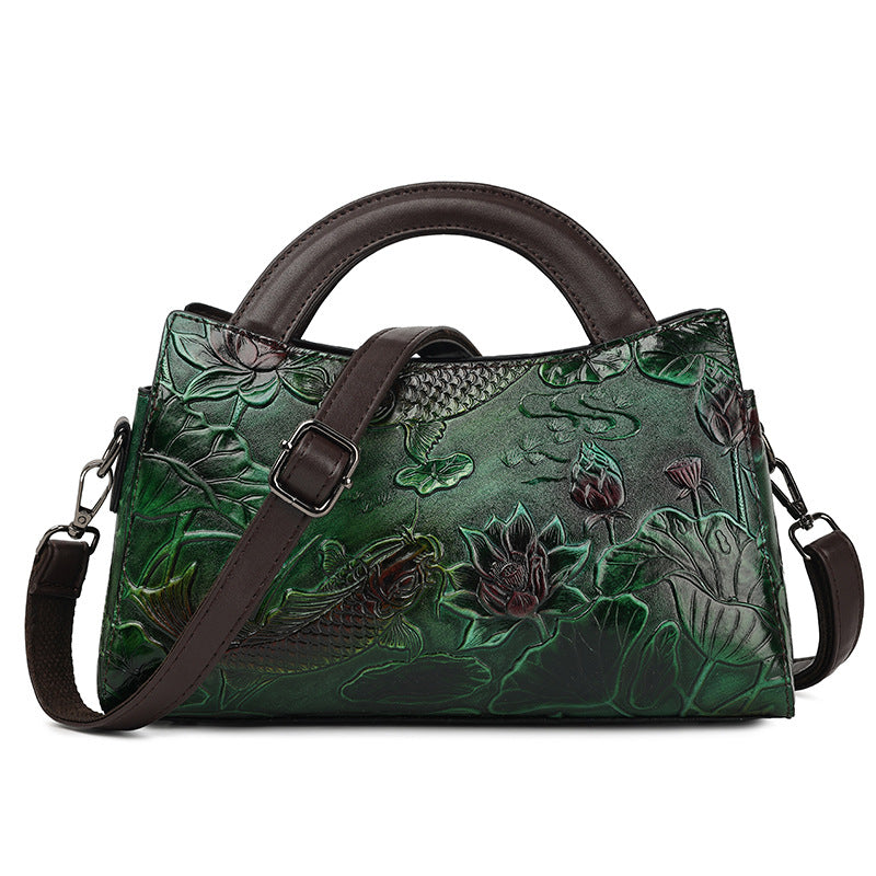 Retro Embossed Large Capacity Crossbody Shoulder Bag
