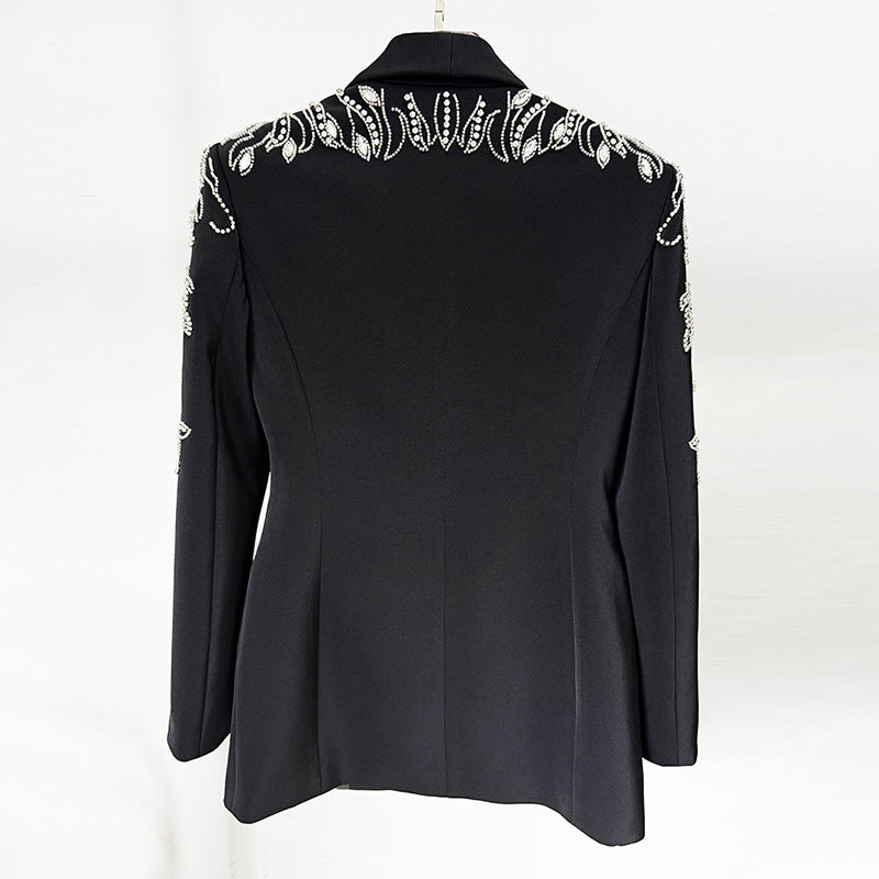 Ensemble tailleur jupe et veste orné de diamants pour femme