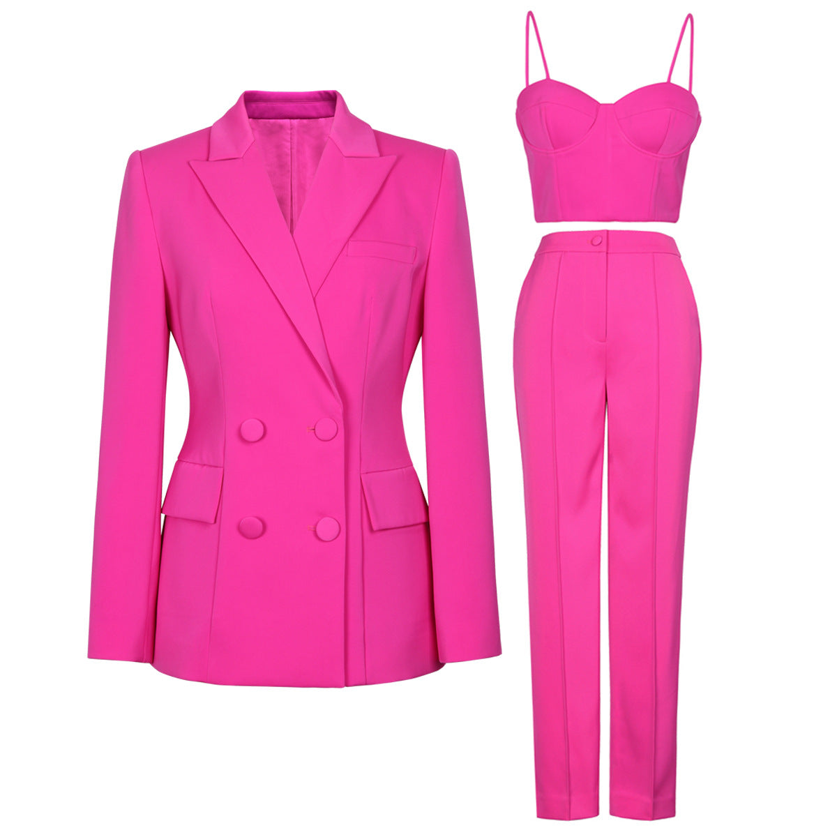 Ensemble tailleur chic décontracté pour femme : veste, corset et pantalon