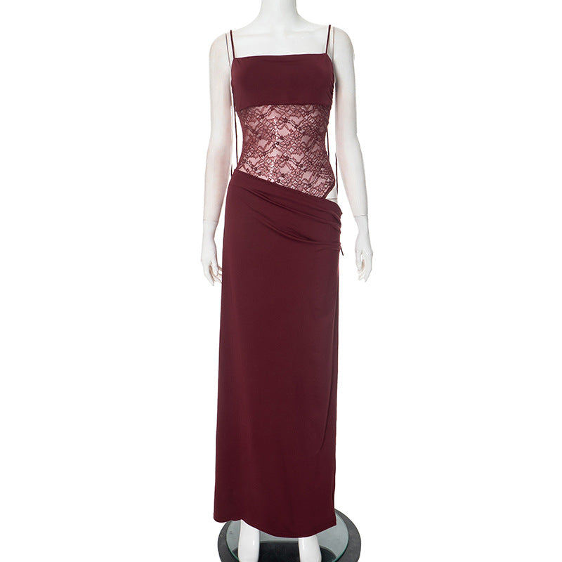 Y2K Sexy Lace Suspender Dress Long Party Evening Beach Dress for Women