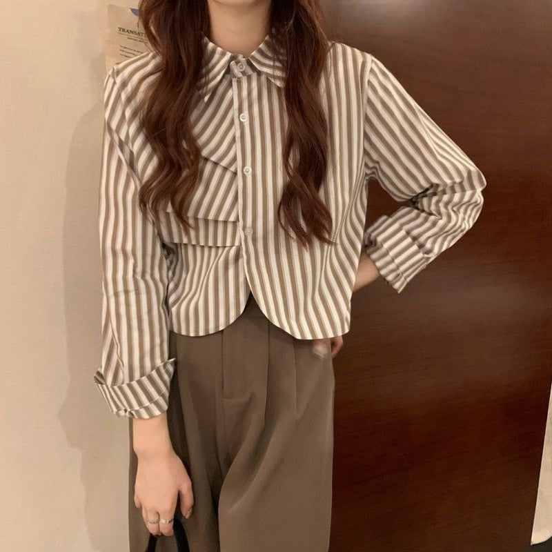 Chemise de Printemps pour Femmes Blanches Françaises à Manches Longues Haut Chic et Tempérament