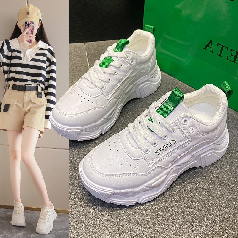 Candy-Colored Casual Low-Top Leather Lined Shoes in Pink, Beige, Black & White