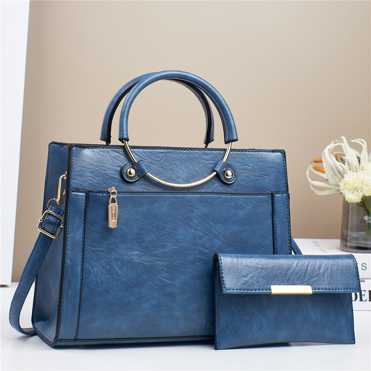 Large Capacity Women's Handbag Two-Piece Set with Crossbody Bag and Wallet