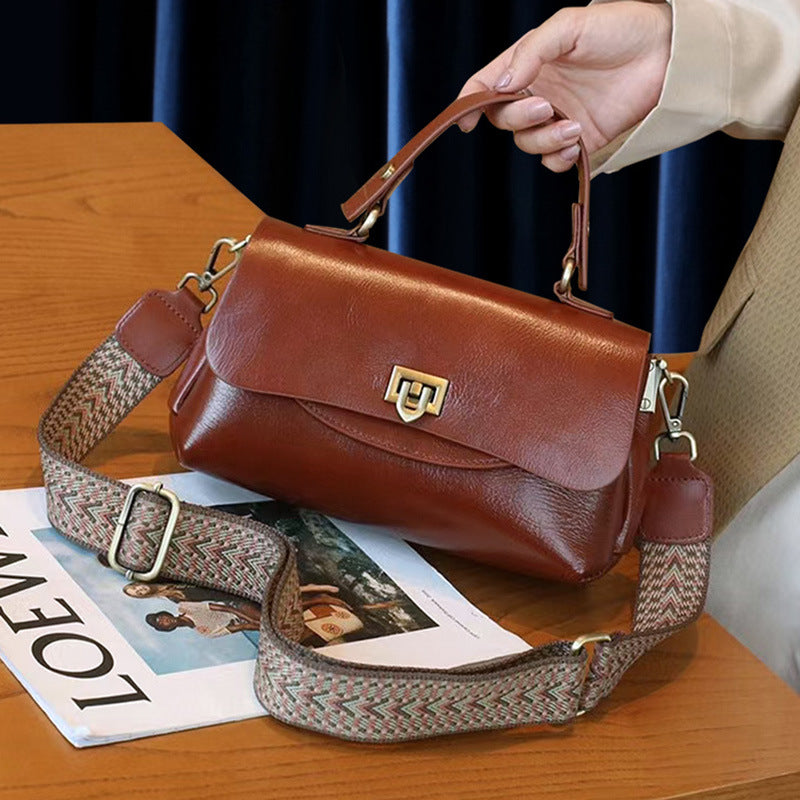 Sac à main en cuir véritable multi-poches rétro pour femmes