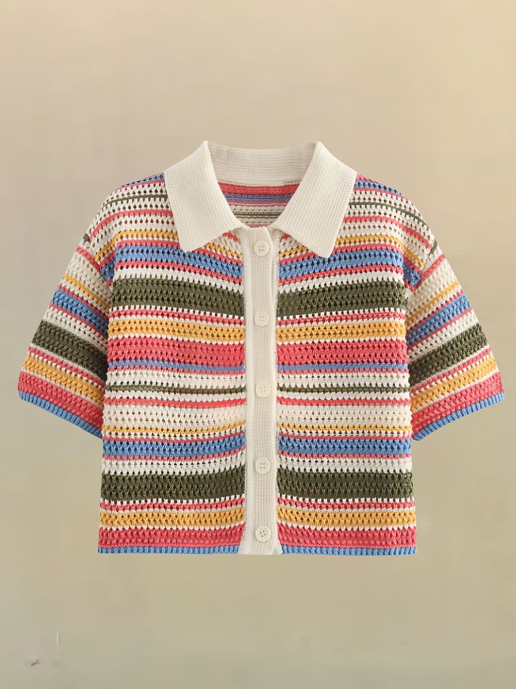 Vigorous Cute Female Knitting Suit with Colorful Stripes