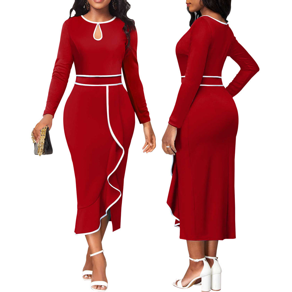 Lotus Leaf Women's Long Sleeve Mid-Length Dress