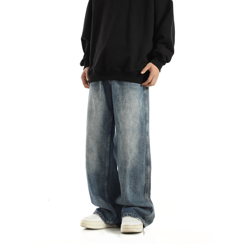 American-Style Retro Spring-Summer Skinny Jeans for Men in Blue
