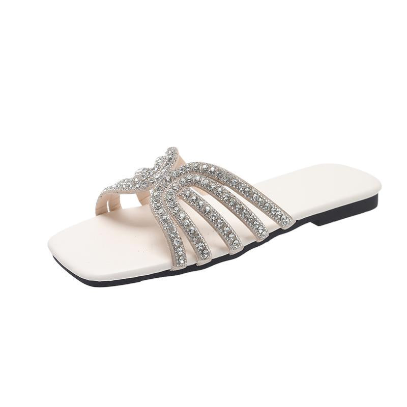 Solid Color Lightweight Rhinestone Ornament Ladies' Sandals