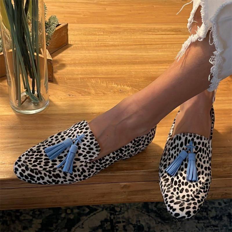 Plus Size Leopard Print Casual Loafers Flat Heel