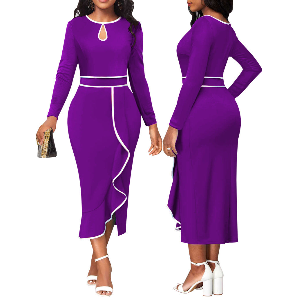 Lotus Leaf Women's Long Sleeve Mid-Length Dress
