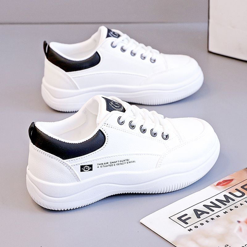 Women's White Leather Low-Top Pumps with Cross Straps