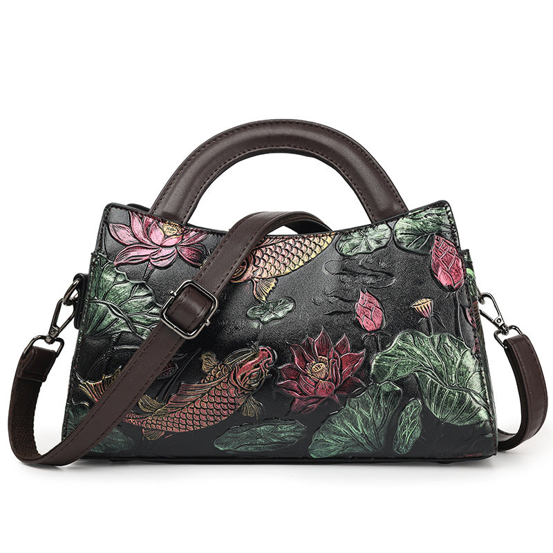 Retro Embossed Large Capacity Crossbody Shoulder Bag