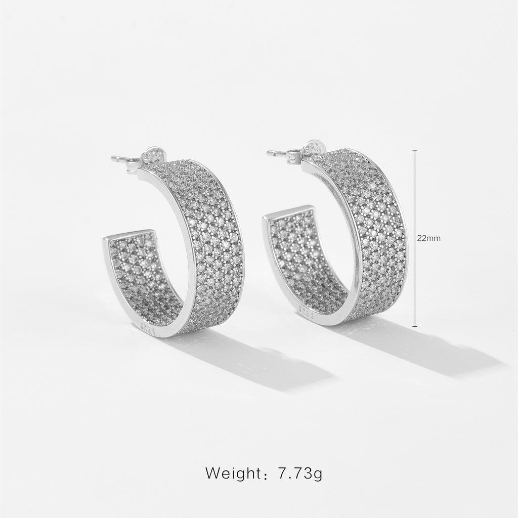 Men's Hip Hop Full Diamond Earrings with Platinum & 18K Gold Electroplating