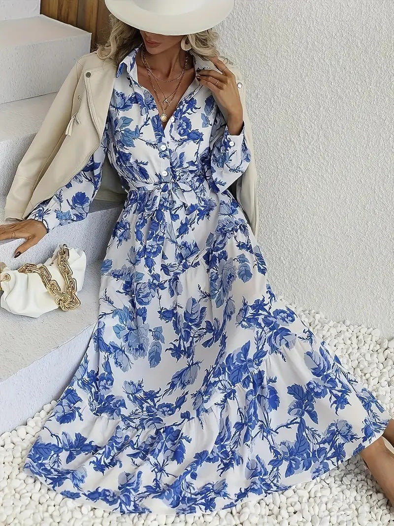 Robe d'été fluide blanche à imprimé floral pour femme