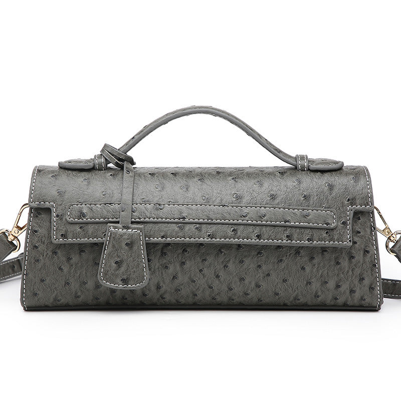 Ostrich Grain PU Crossbody Shoulder Bag 28x6.5x11cm