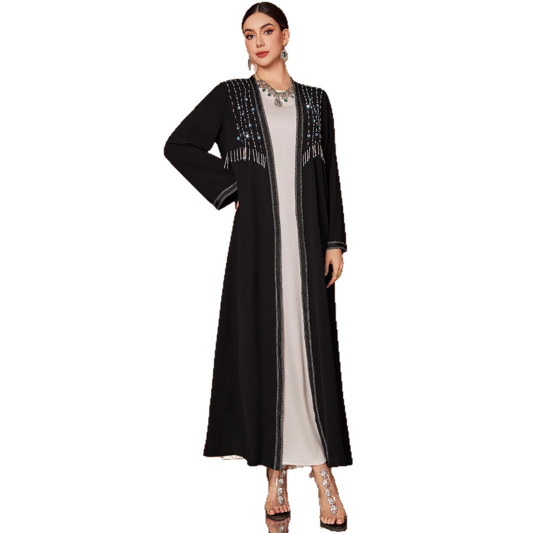 New Middle East High-end Heavy Industry Beaded Temperament Arab Coat Robe