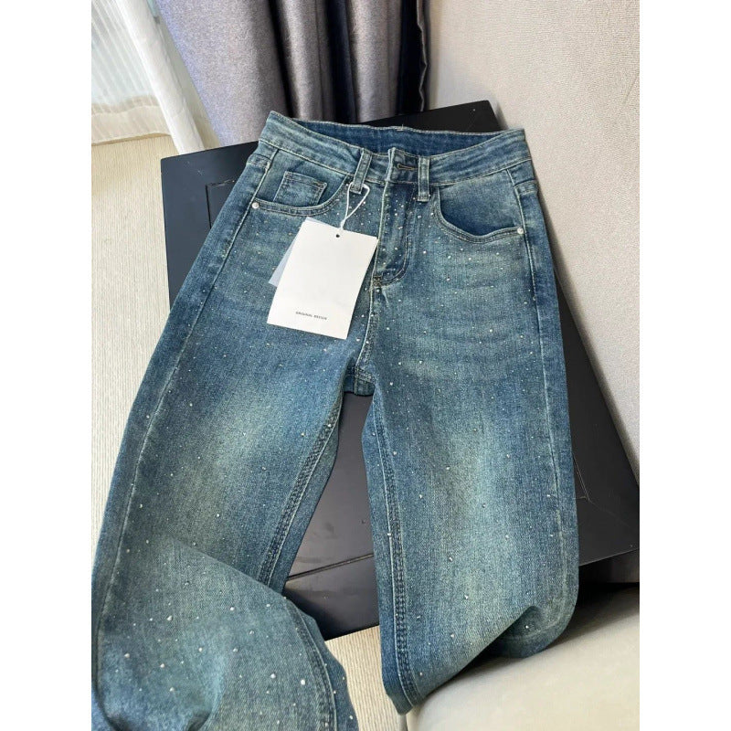 Women's Retro Blue High Waist Bootcut Jeans