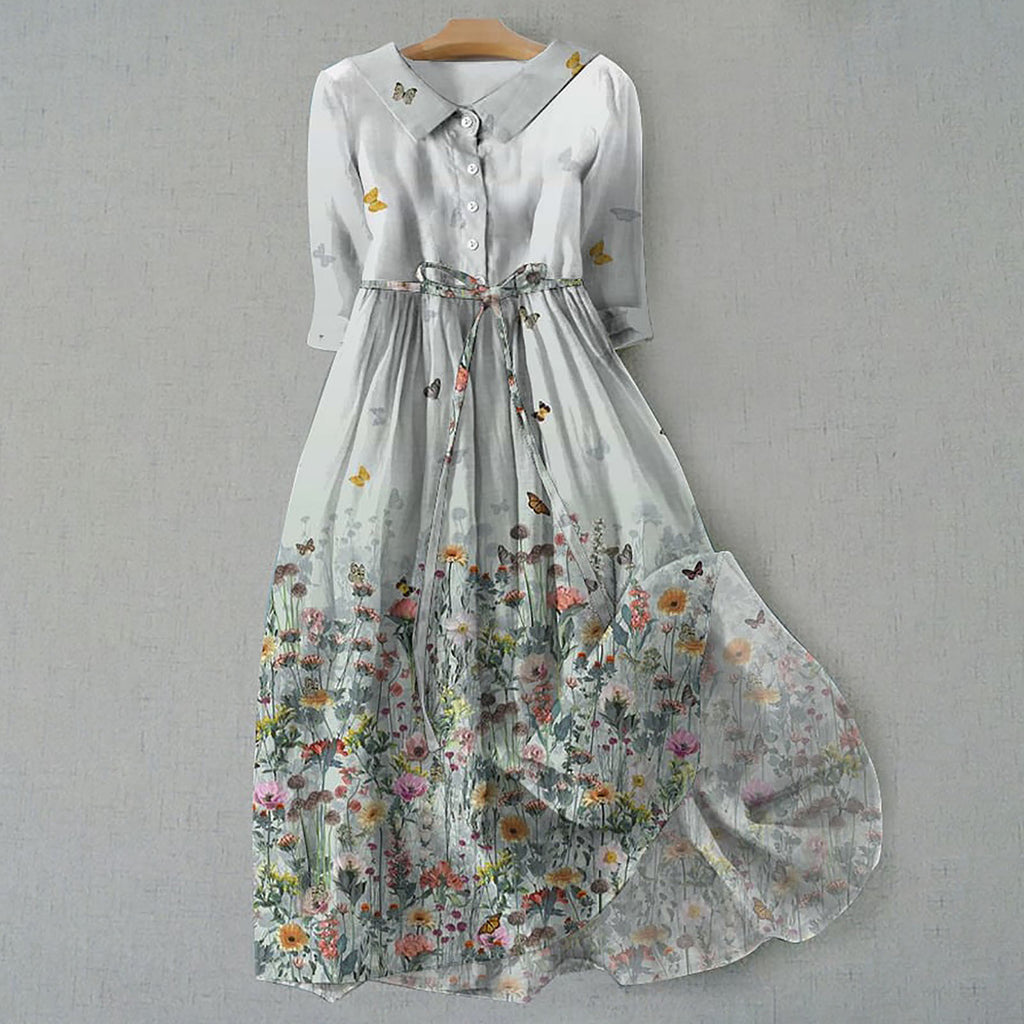 Robe Courte Imprimée Bohème à Manches Courtes pour Femme