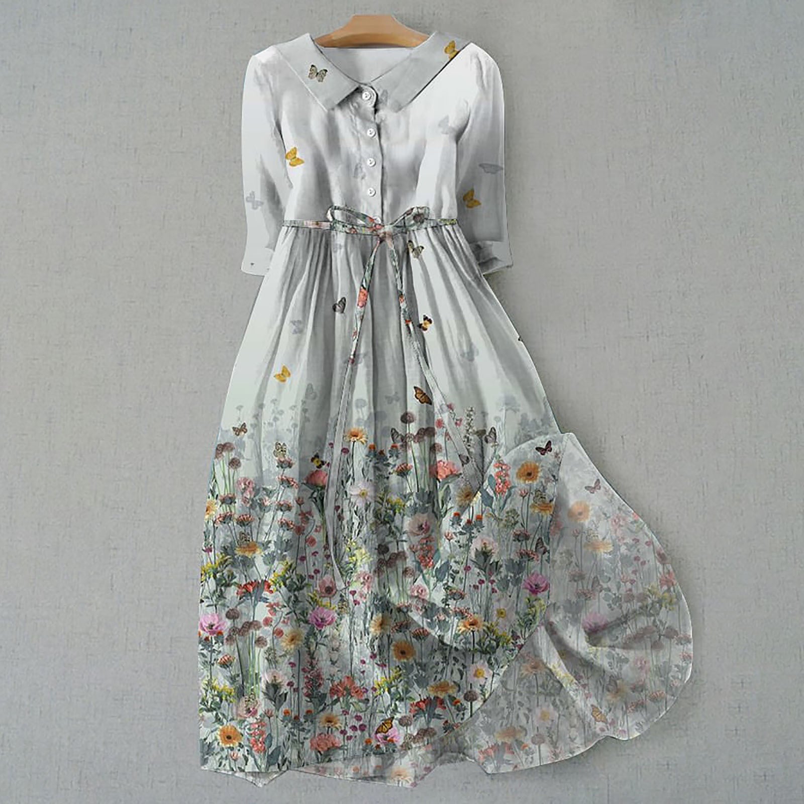 Robe Courte Imprimée Bohème à Manches Courtes pour Femme