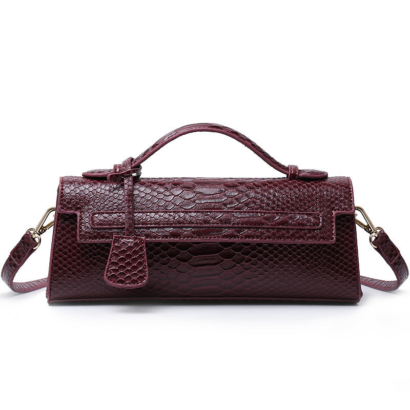 Ostrich Grain PU Crossbody Shoulder Bag 28x6.5x11cm