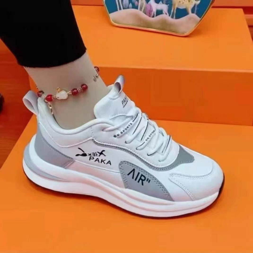 Chaussures décontractées en cuir respirantes pour femmes avec semelle souple en caoutchouc