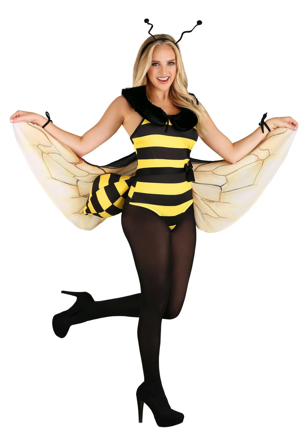 Women's Halloween Bee Wings Costume Party Suit Polyester S-XL