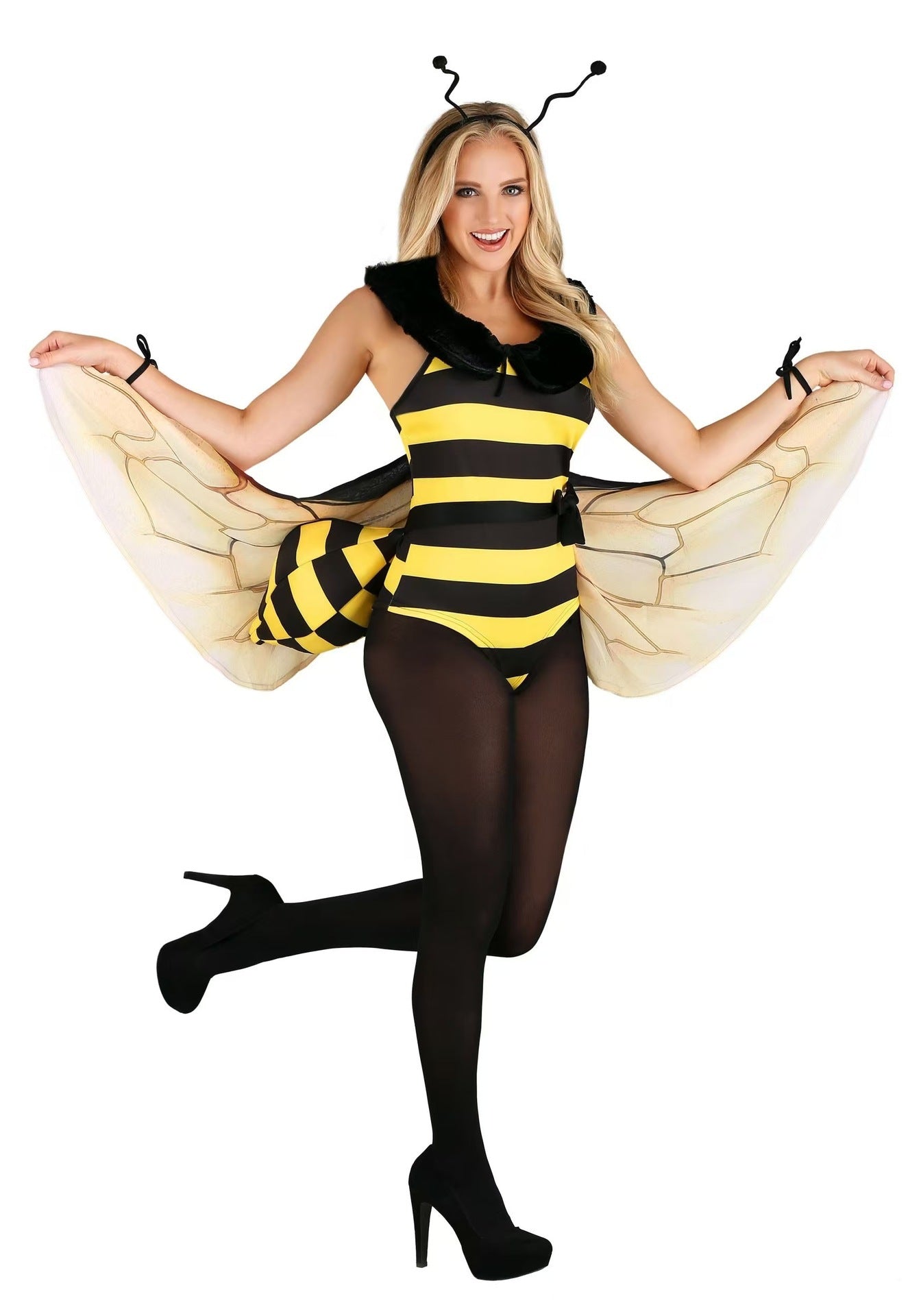 Women's Halloween Bee Wings Costume Party Suit Polyester S-XL