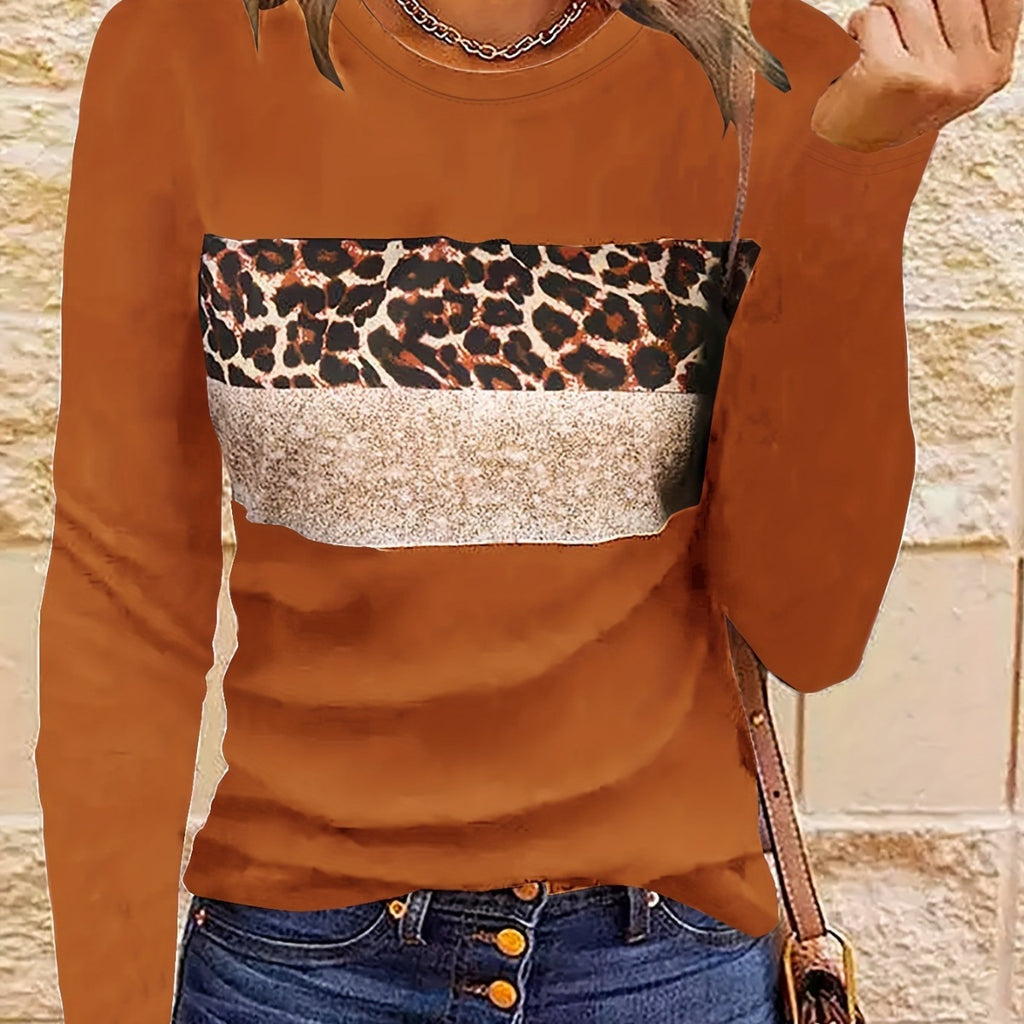 Women's Casual Long Sleeve Fitted Printed T-Shirt Polyester