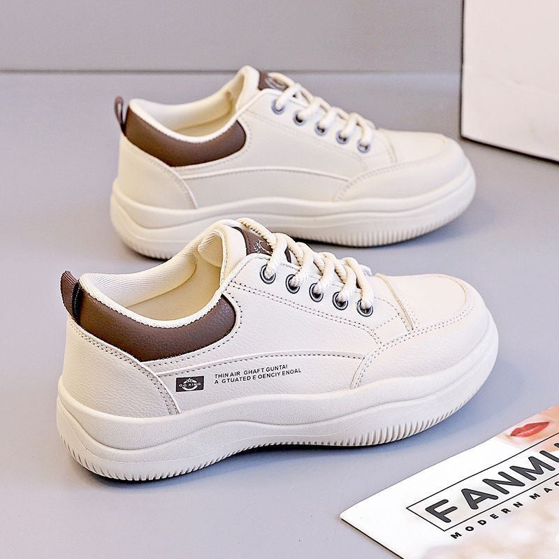 Women's White Leather Low-Top Pumps with Cross Straps