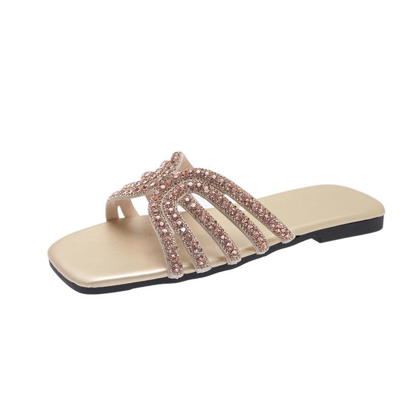 Lightweight Solid Color Rhinestone Ladies' Sandals