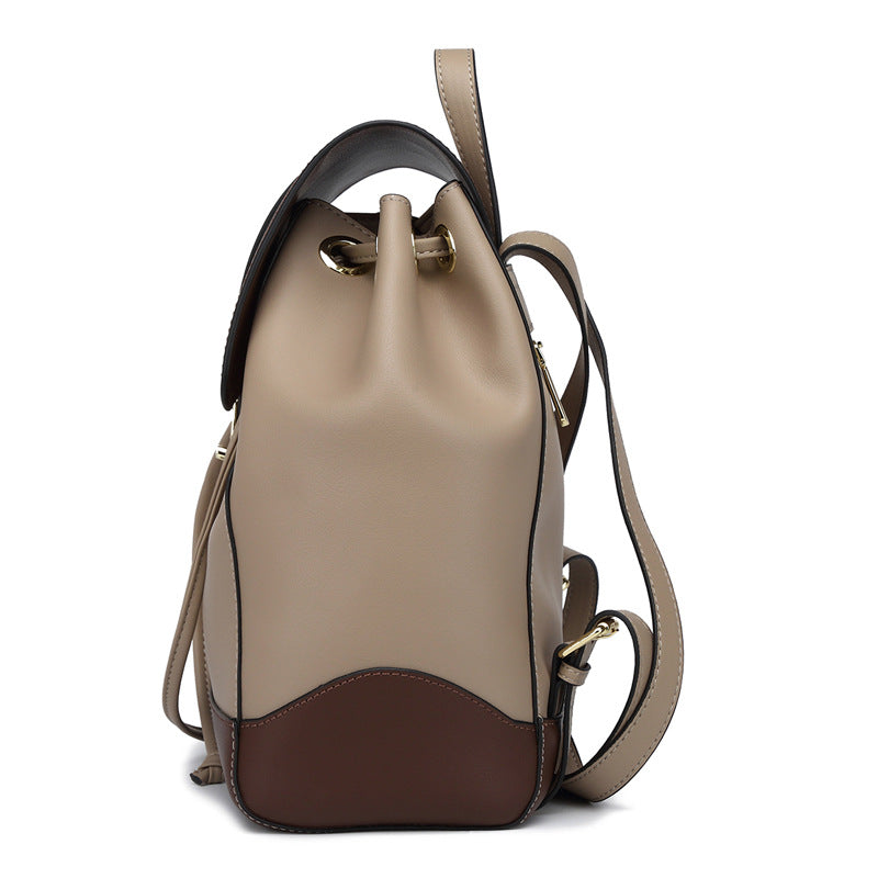 Sac à dos personnalisé en cuir véritable pour femme 30x25x12cm Kaki Café Marron