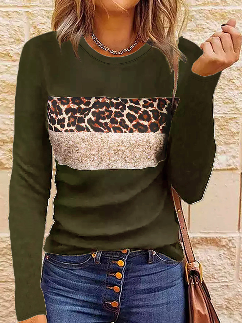 Women's Casual Long Sleeve Fitted Printed T-Shirt Polyester