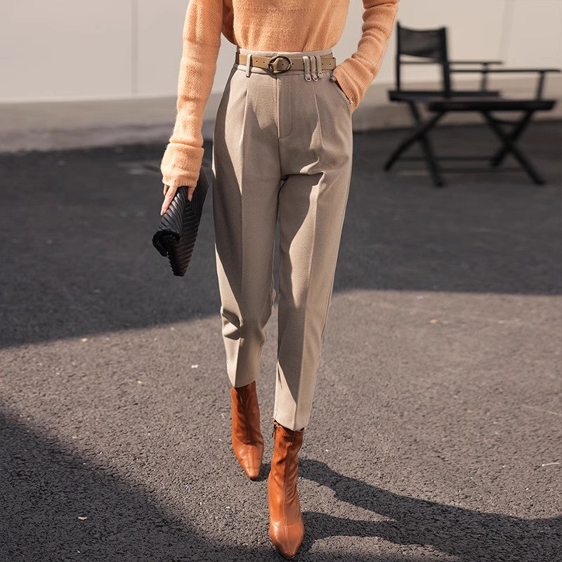 Pantalon Capri amples taille haute épais