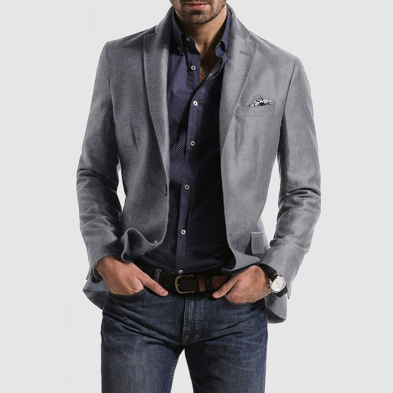 Veste de costume ample pour homme, couleur unie, à double boutonnage
