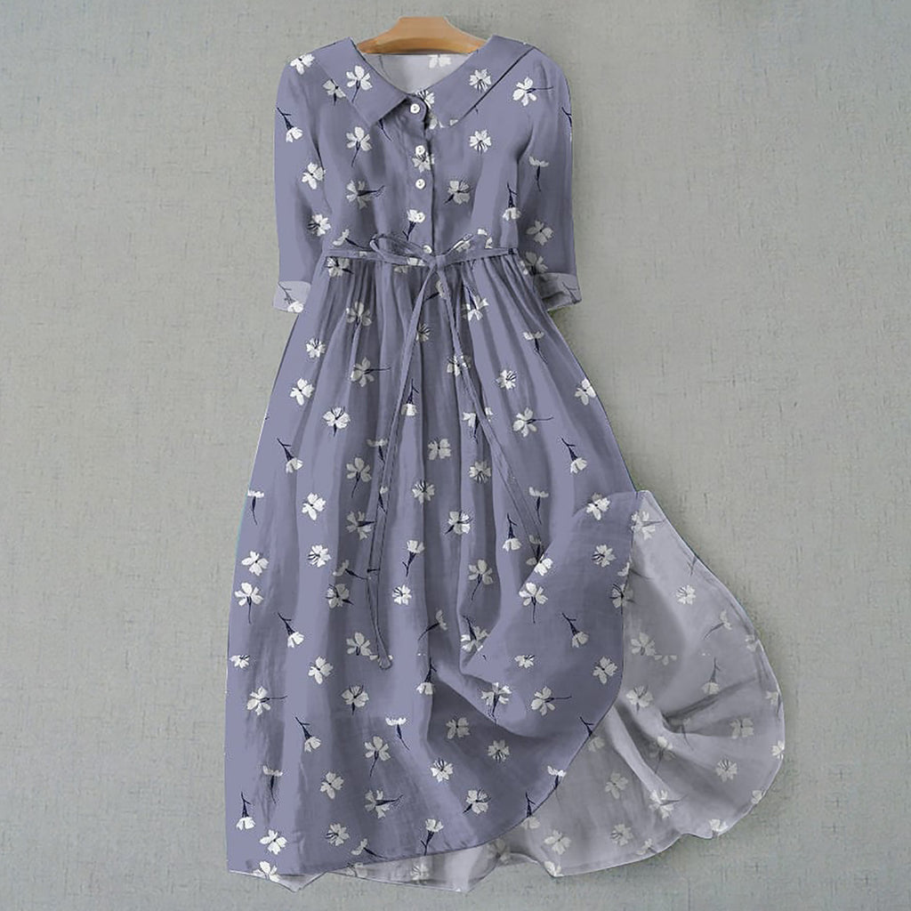 Robe Courte Imprimée Bohème à Manches Courtes pour Femme