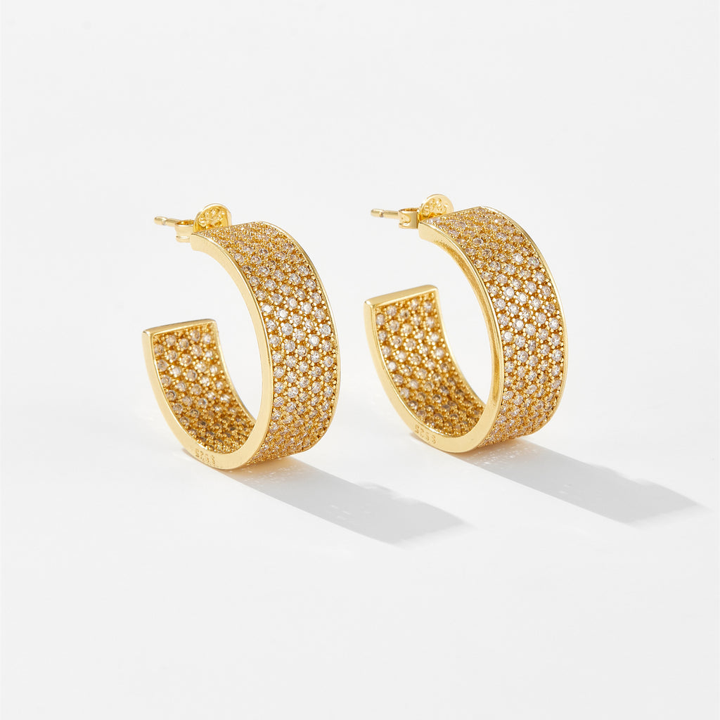 Men's Hip Hop Full Diamond Earrings with Platinum & 18K Gold Electroplating