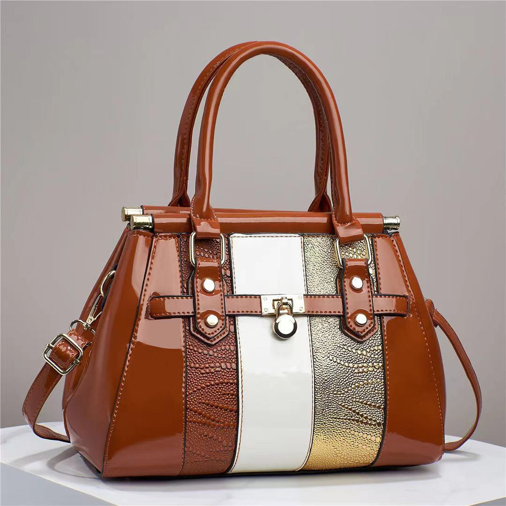 Large Capacity Vertical Stitching Leather Lizard Pattern Shoulder Bag