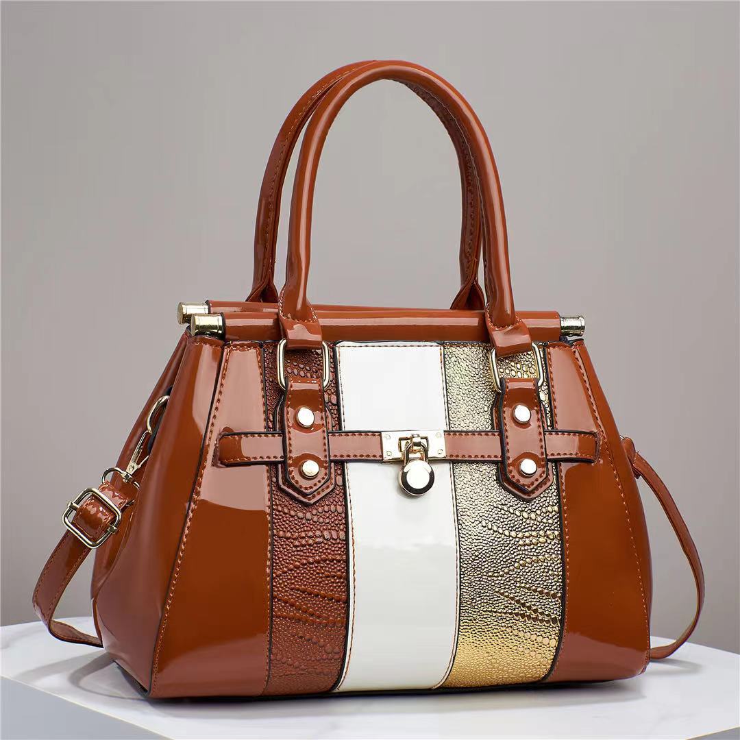 Large Capacity Vertical Stitching Leather Lizard Pattern Shoulder Bag