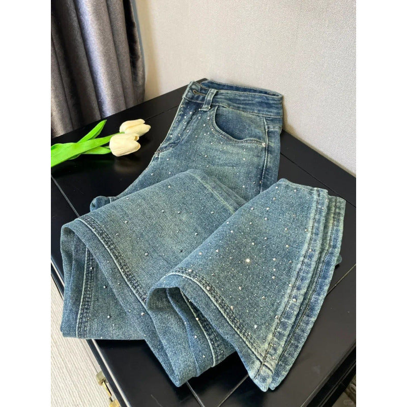 Women's Retro Blue High Waist Bootcut Jeans