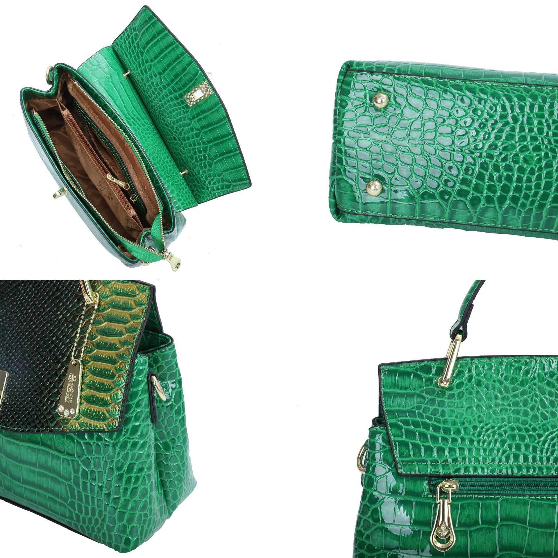 Colorful Crocodile & Snake Pattern Women's Crossbody Handbag