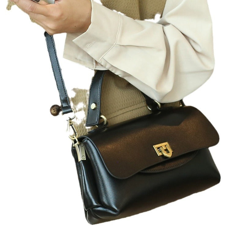Sac à main en cuir véritable multi-poches rétro pour femmes