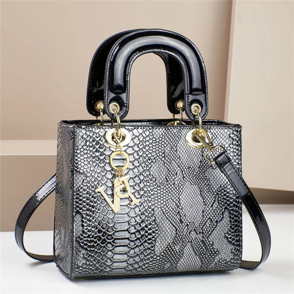 Sac bandoulière en PU pour femme avec motifs peau de serpent et clous