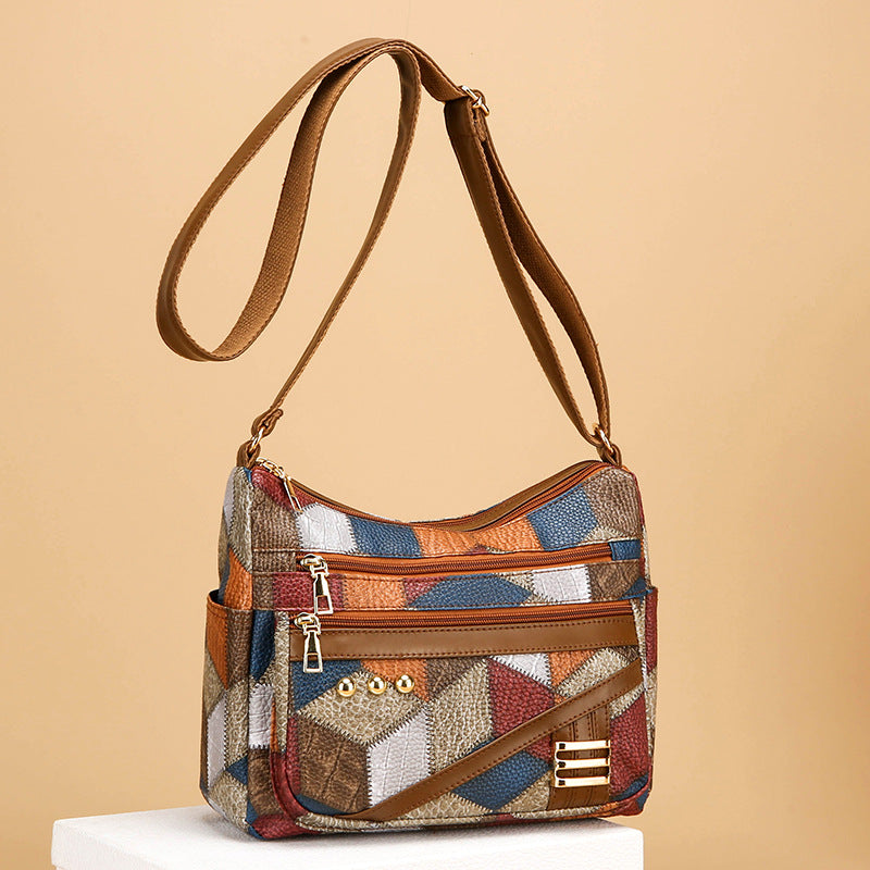 Sac à bandoulière double couche en PU grande capacité