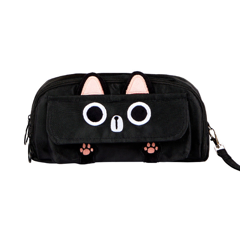 Fashion Cat Canvas Large Capacity Stationery Bag