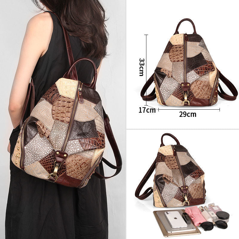 Retro Large-Capacity Women's Leather Backpack
