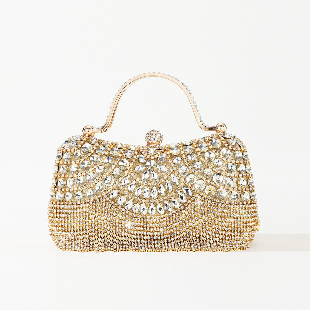 Rhinestone Tassel Chain Box Dinner Bag for Women